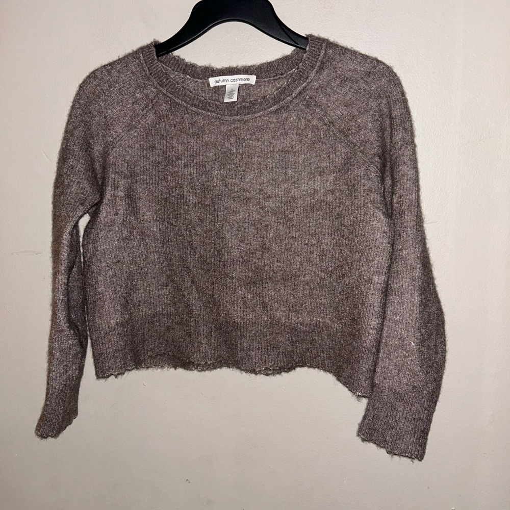 Autumn Cashmere Sweater - brown cashmere/silk blend cropped